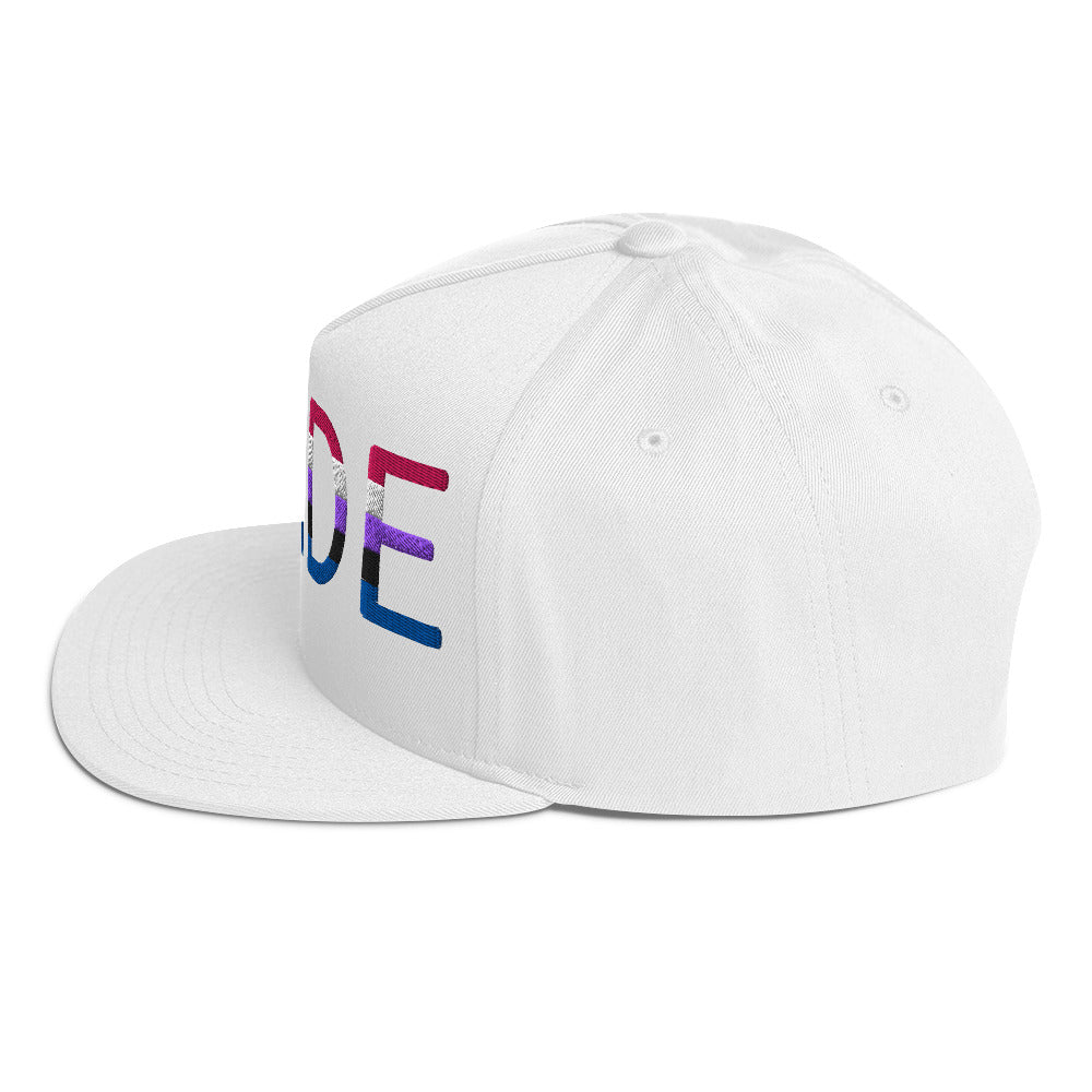 Genderfluid Pride Embroidered Snapback Baseball Cap flat-bill-cap-white-left-side-676a10ffeed4b