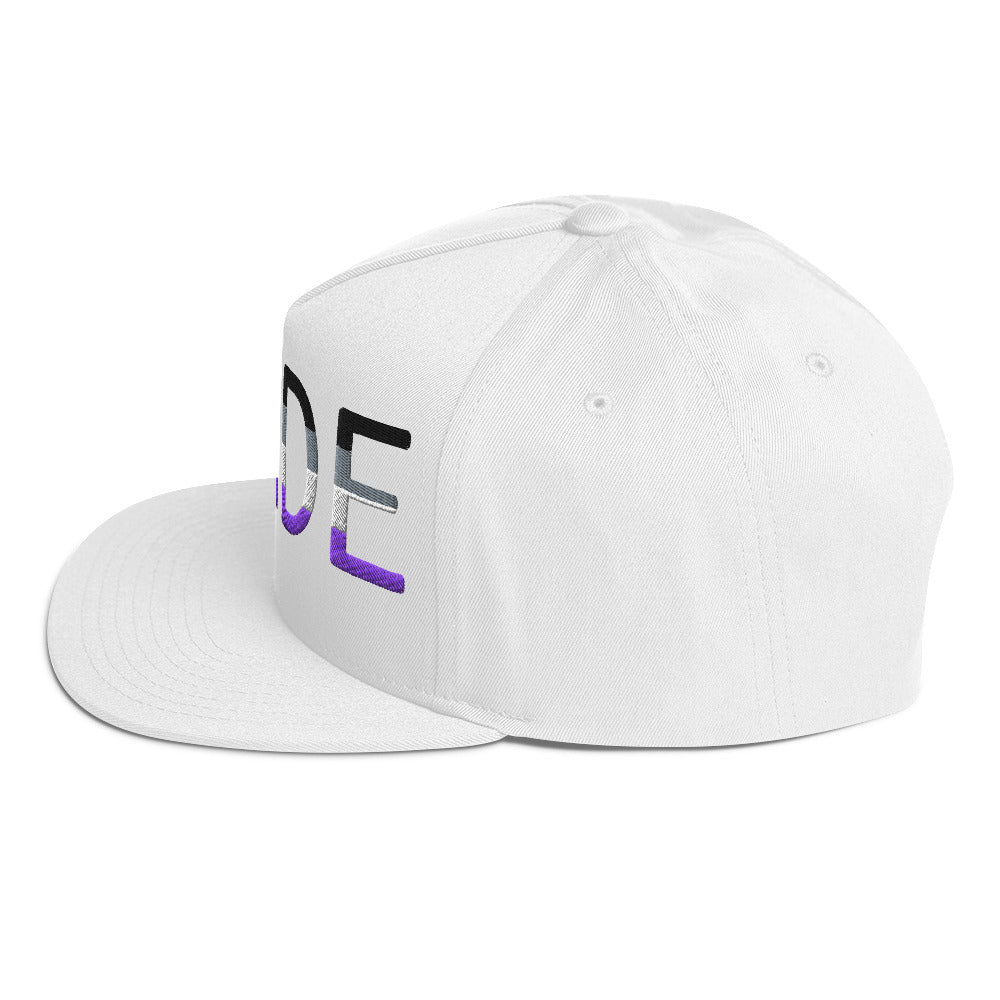 Asexual Ace Pride Embroidered Snapback Baseball Cap flat-bill-cap-white-left-side-676a11907883c