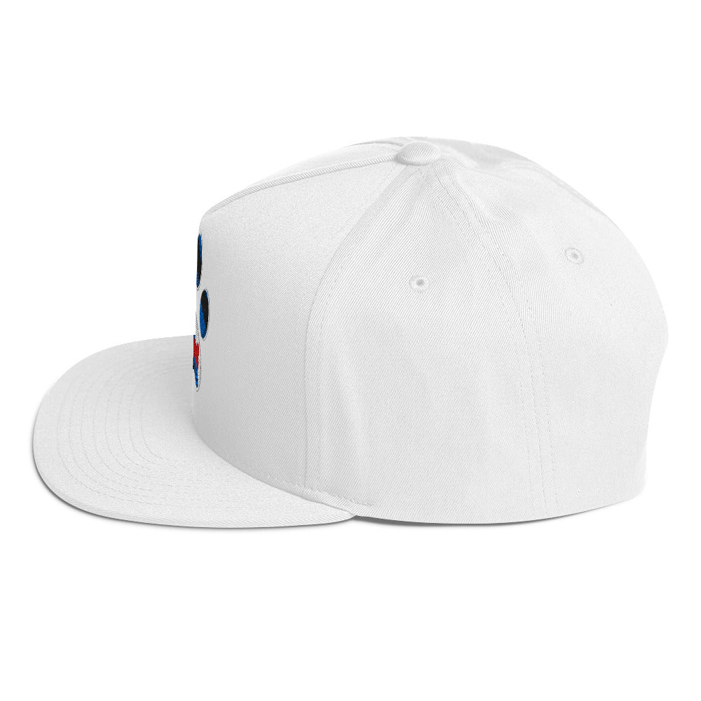 Puppy Pup Play Paw Embroidered Snapback Baseball Cap flat-bill-cap-white-left-side-676a21f522998