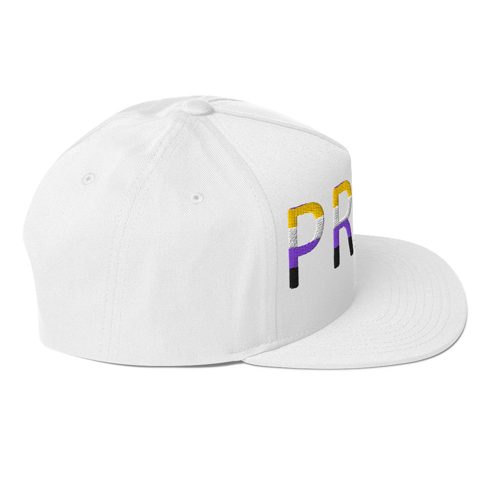 Nonbinary Enby Pride Embroidered Snapback Baseball Cap flat-bill-cap-white-right-side-676a0ffdbb53c