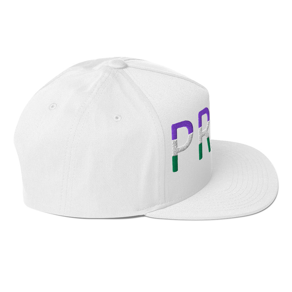 Genderqueer Pride Embroidered Snapback Baseball Cap flat-bill-cap-white-right-side-676a107cde974