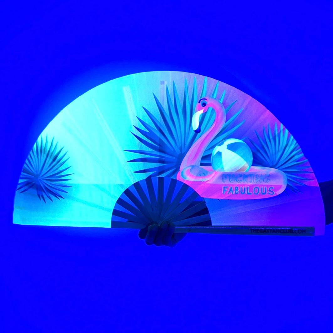 Clack Hand Fan -Fucking Fabulous (UV) fucking-fabulous-fan-uv-the-gay-fan-club-blacklight