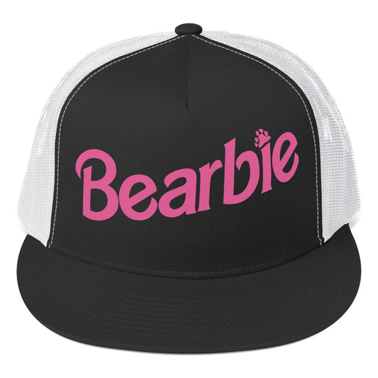 Gay Bear Bearbie Trucker Cap Black White Gay gay-bear-bearbie-trucker-cap-hat-black-white-front