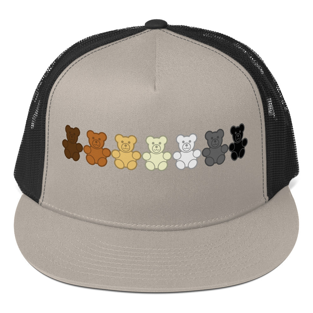 Gay Bear Gummy Bear Trucker Cap Silver Black Gay gay-bear-gummy-bear-trucker-cap-hat-silver-black-front