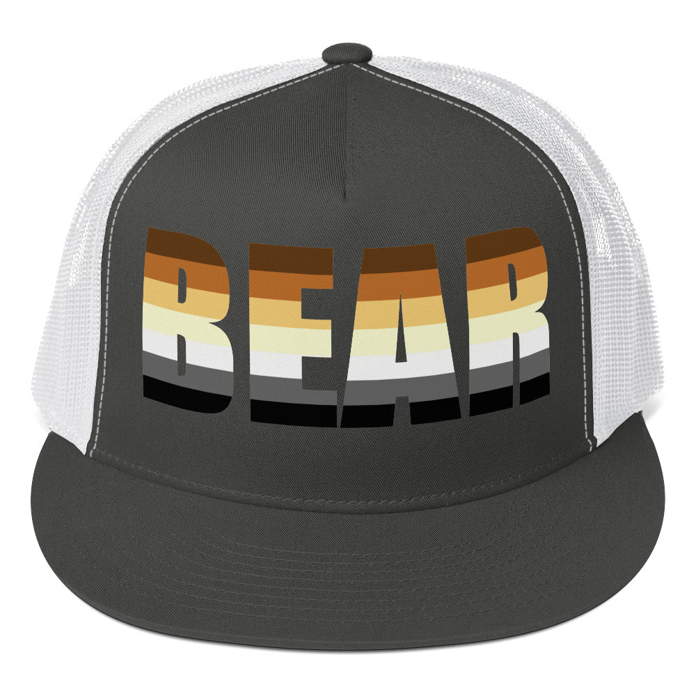 Gay Bear Trucker Cap Charcoal White Gay gay-bear-trucker-cap-hat-charcoal-white-front