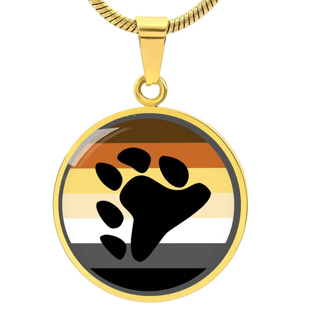 Gay Bear Pride Circle Pendant Necklace Gold Gay gay_bear_pride_pendant_with_paw_in_gold
