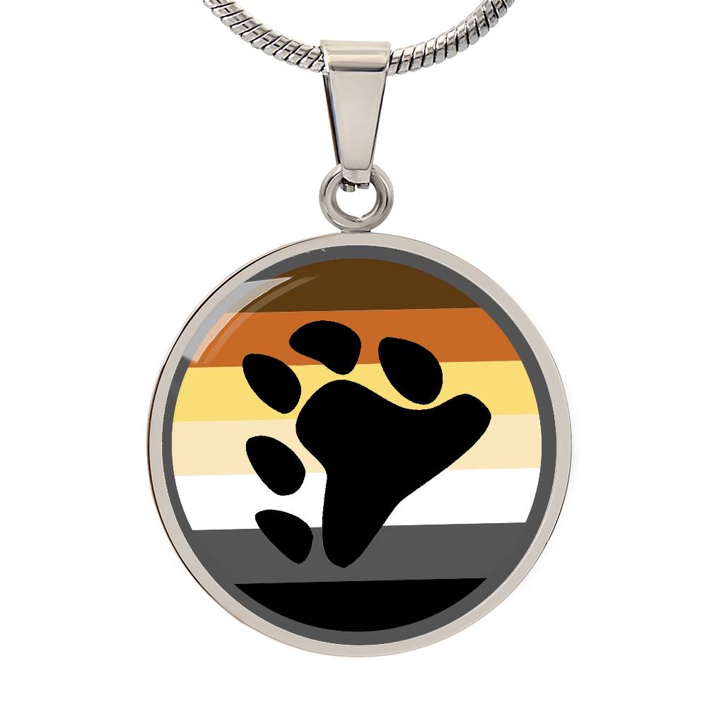 Gay Bear Pride Circle Pendant Necklace Silver Gay gay_bear_pride_pendant_with_paw_in_silver