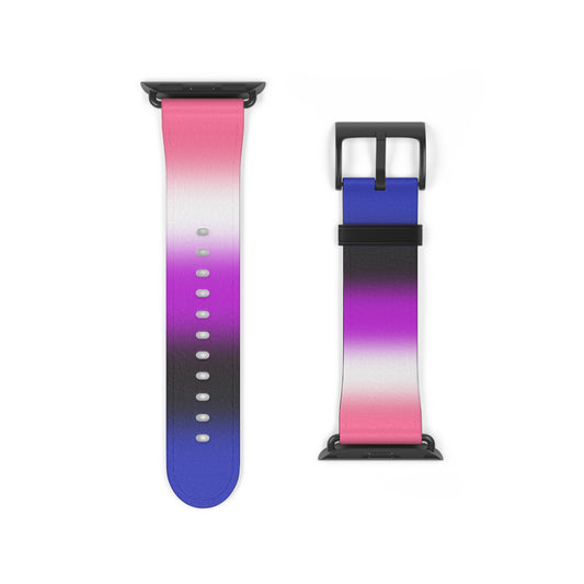 Genderfluid Pride Apple Watch Band Strap In Ombre 38 - 41 mm Black Matte