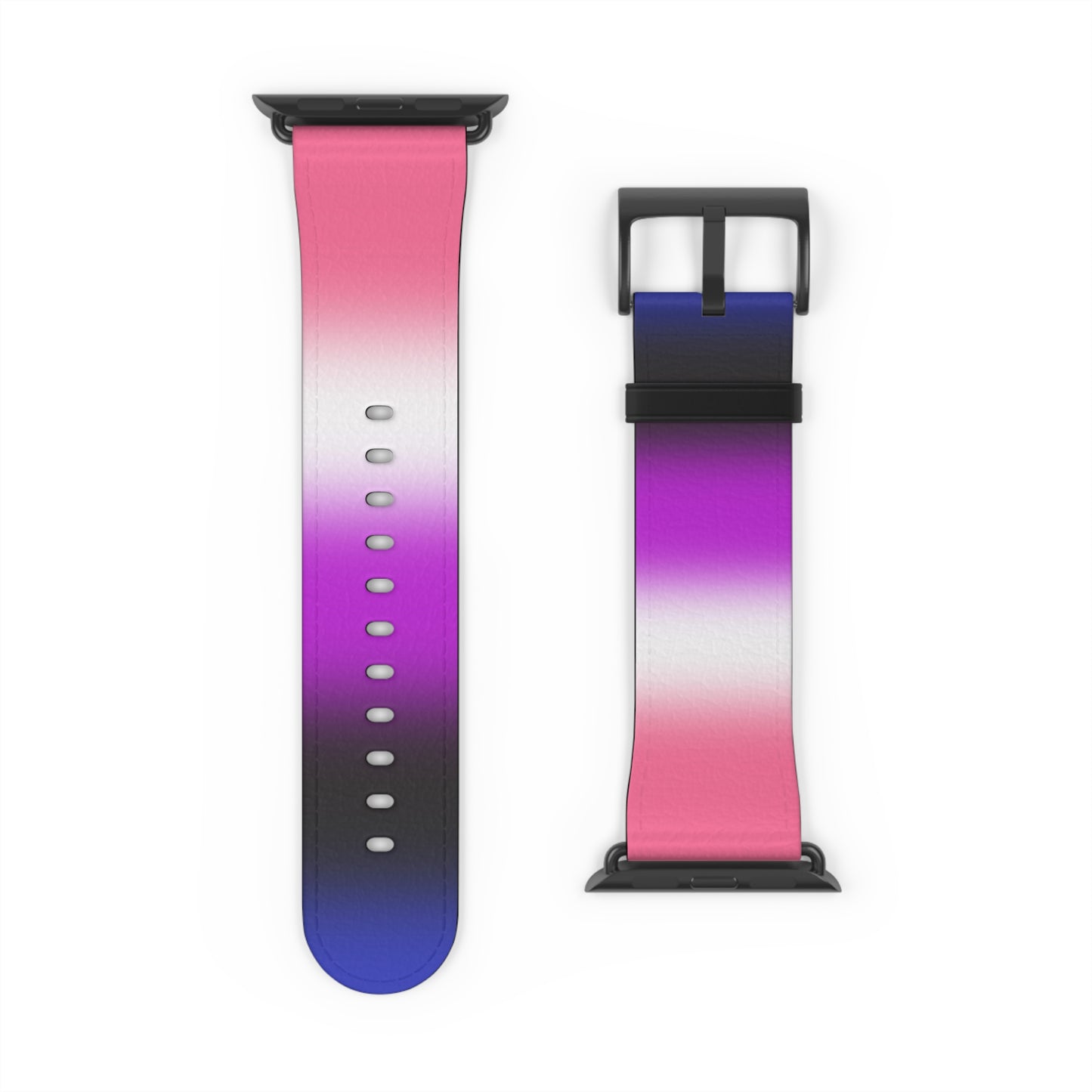Genderfluid Pride Apple Watch Band Strap In Ombre 42 - 45 mm Black Matte