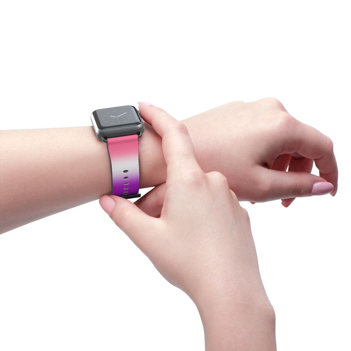 Genderfluid Pride Apple Watch Band Strap In Ombre worn on wrist