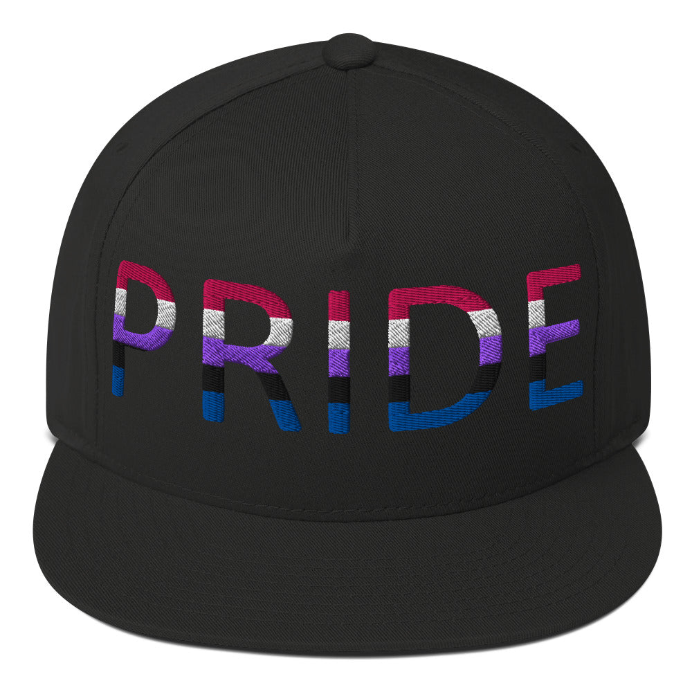 Genderfluid Pride Embroidered Snapback Baseball Cap Black Genderfluid genderfluid-pride-embroidered-snapback-baseball-cap-black-front