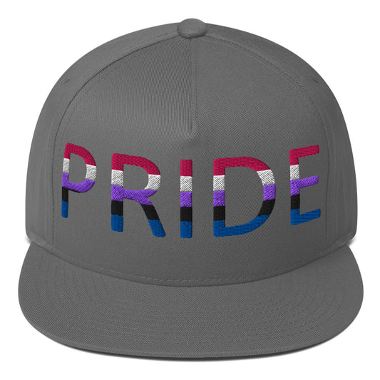 Genderfluid Pride Embroidered Snapback Baseball Cap Grey Genderfluid genderfluid-pride-embroidered-snapback-baseball-cap-grey-front