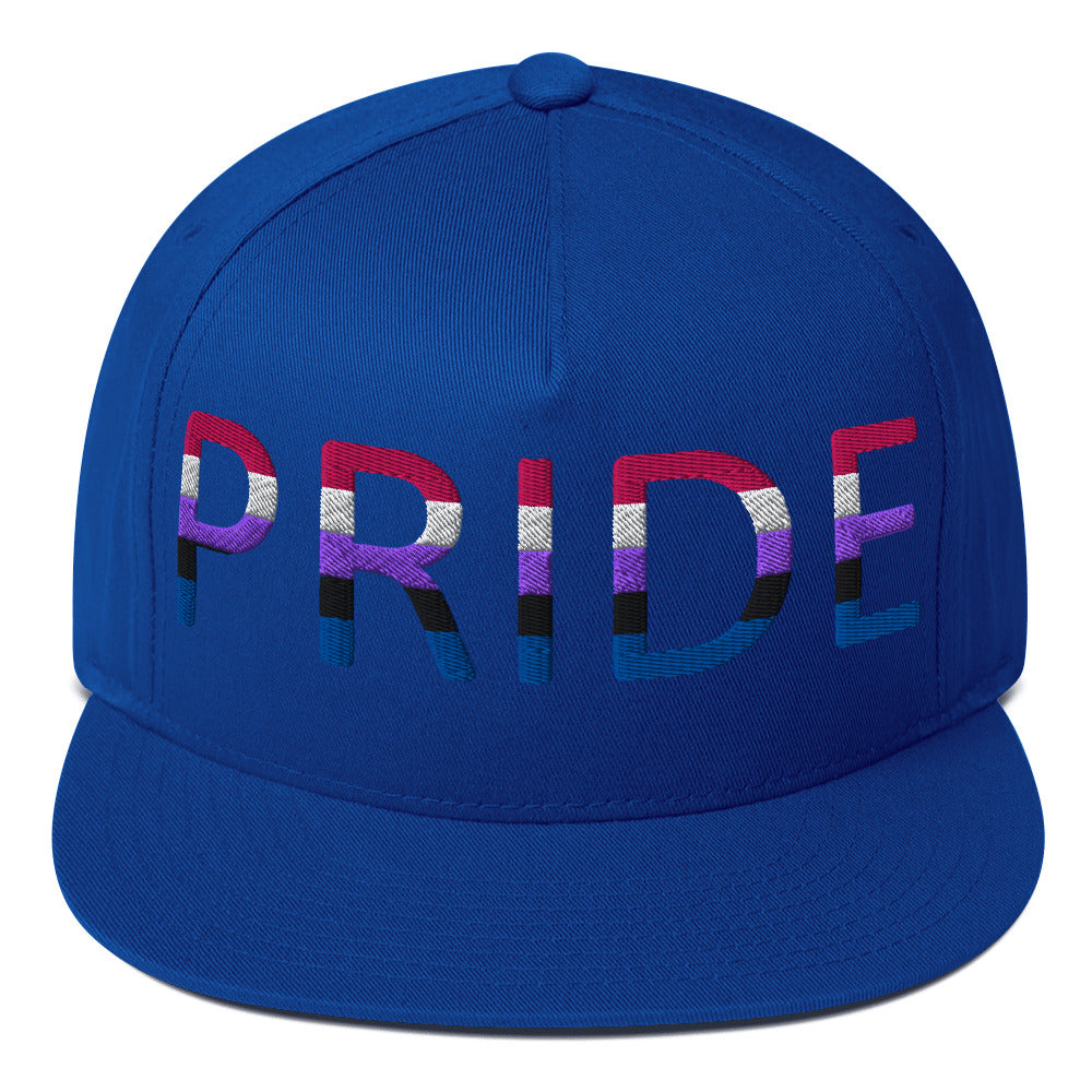 Genderfluid Pride Embroidered Snapback Baseball Cap Royal Blue Genderfluid genderfluid-pride-embroidered-snapback-baseball-cap-royal-blue-front