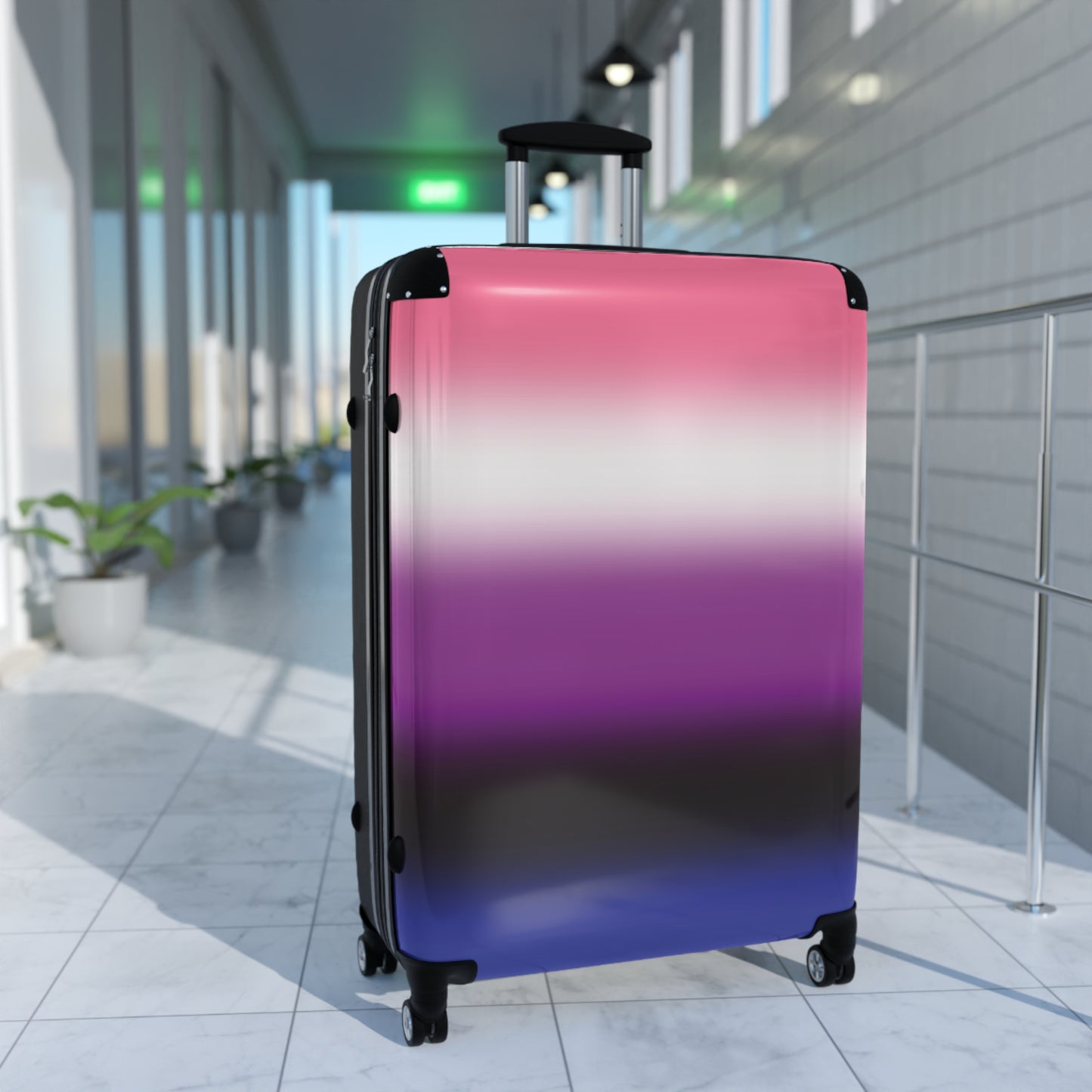 Genderfluid Pride Hard-Shell Suitcase - Ombre genderfluid-pride-hard-shell-suitcase-ombre-large-lifestyle-airport