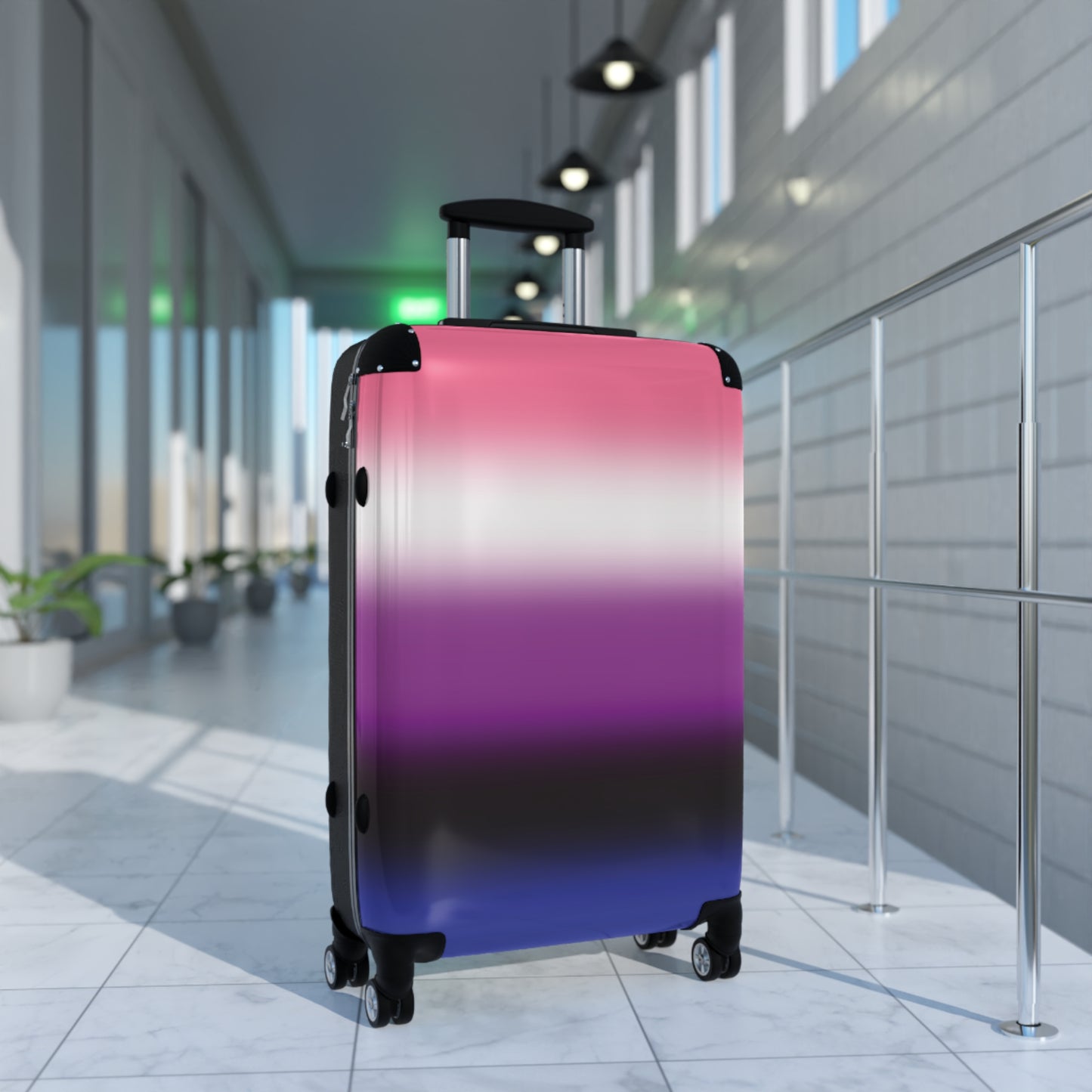 Genderfluid Pride Hard-Shell Suitcase - Ombre genderfluid-pride-hard-shell-suitcase-ombre-medium-lifestyle-airport