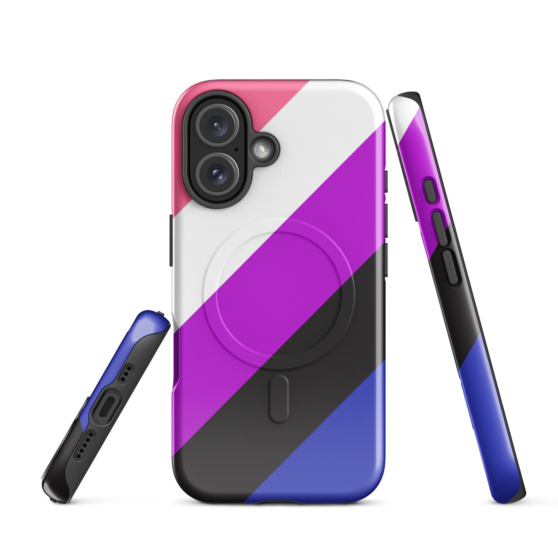 Genderfluid Pride MagSafe® Tough Phone Case for Apple iPhone® iPhone 16 Genderfluid genderfluid-pride-magsafe-tough-phone-case-for-apple-iphone-16-front