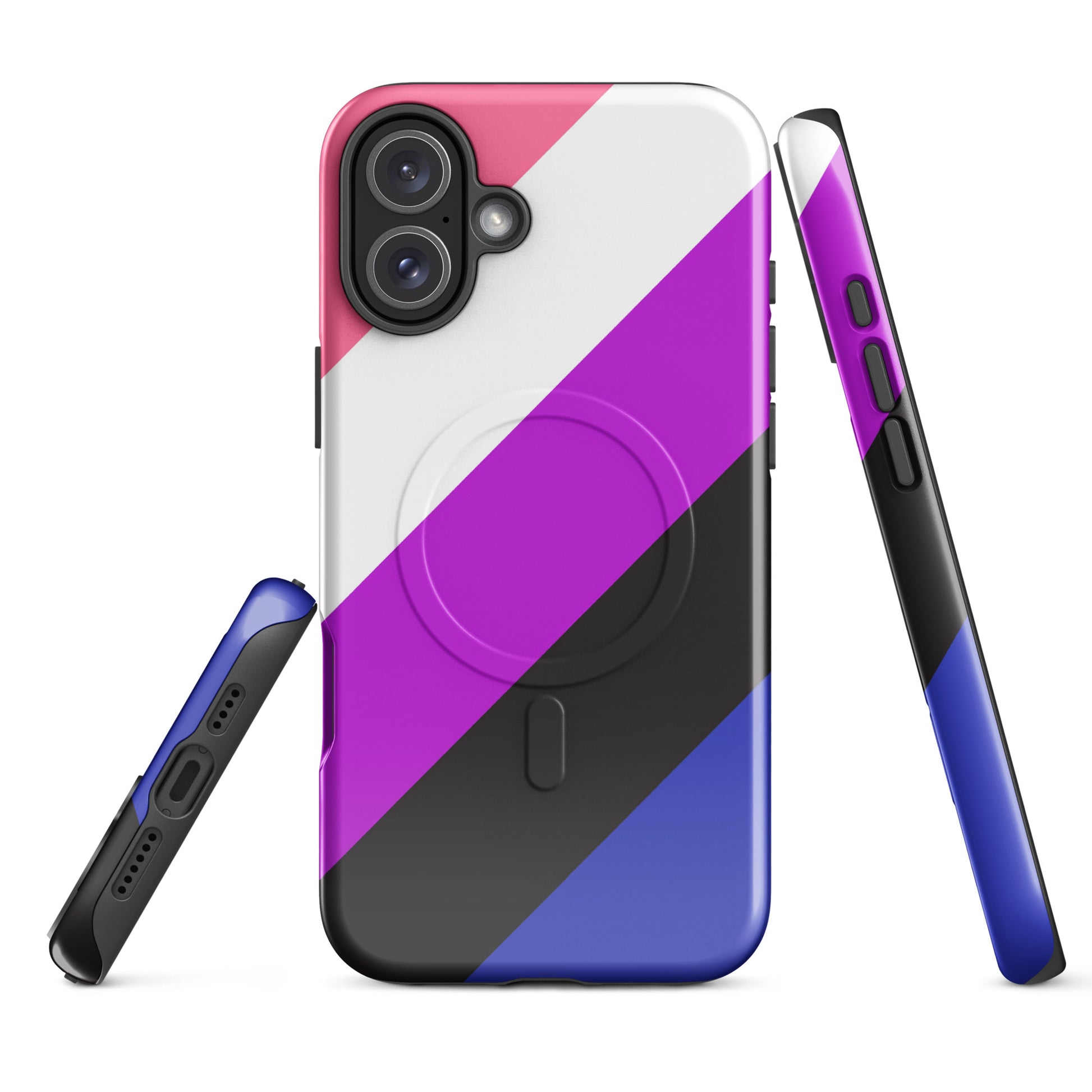 Genderfluid Pride MagSafe® Tough Phone Case for Apple iPhone® iPhone 16 Plus Genderfluid genderfluid-pride-magsafe-tough-phone-case-for-apple-iphone-16-plus-front