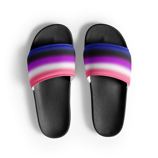 Genderfluid Pride Mens Slides Sandals Black Genderfluid mens-slides-black-front-660b56b71797c Slides