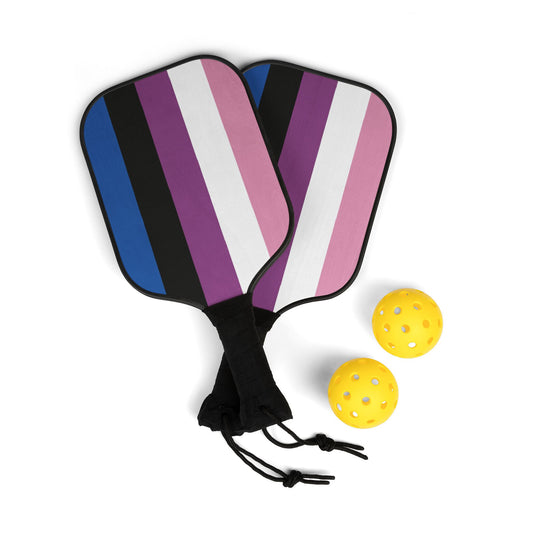 Genderfluid Pride Pickleball Paddle Set with Balls 7.5'' × 15.5'' Genderfluid genderfluid-pride-pickleball-paddle-set-with-balls-front