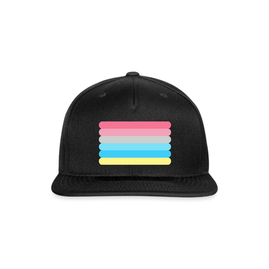 Genderflux Pride Flag Rounded Snapback Baseball Cap black Genderflux genderflux-pride-flag-rounded-snapback-baseball-cap-black-front