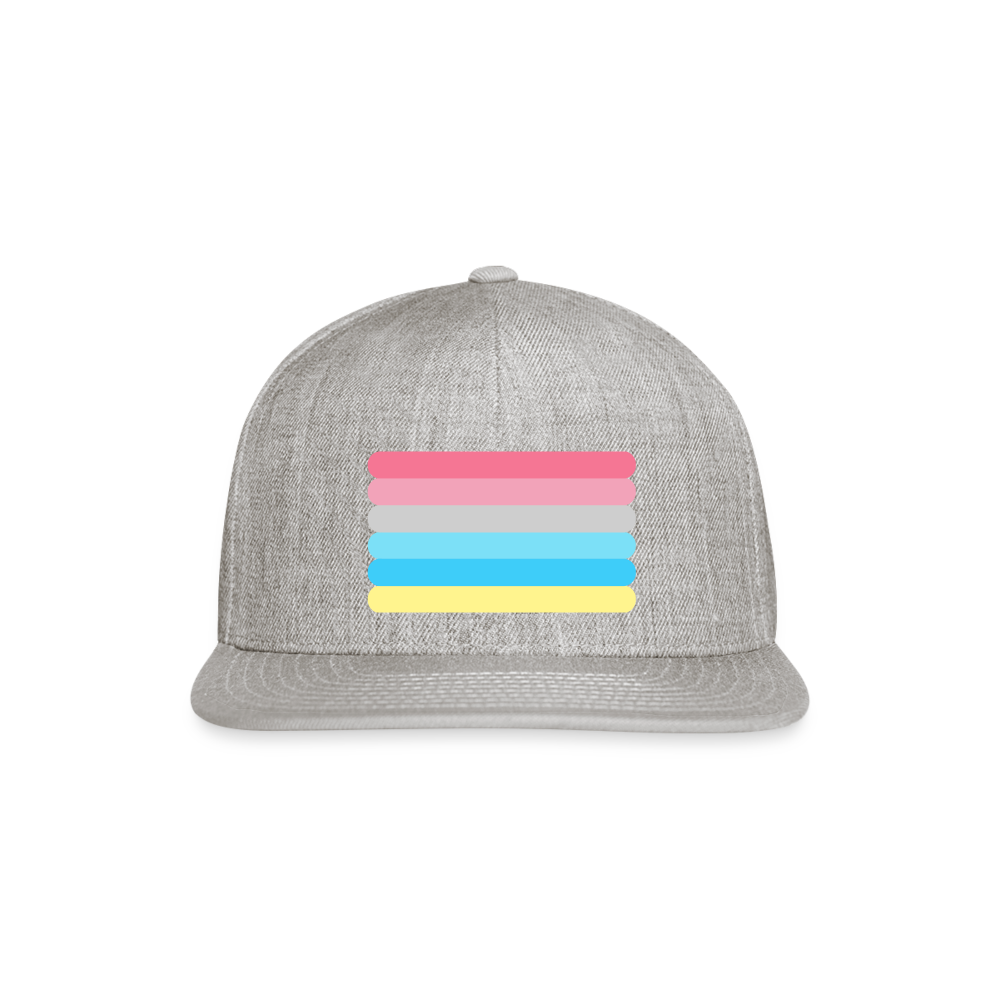 Genderflux Pride Flag Rounded Snapback Baseball Cap heather gray Genderflux genderflux-pride-flag-rounded-snapback-baseball-cap-grey-front
