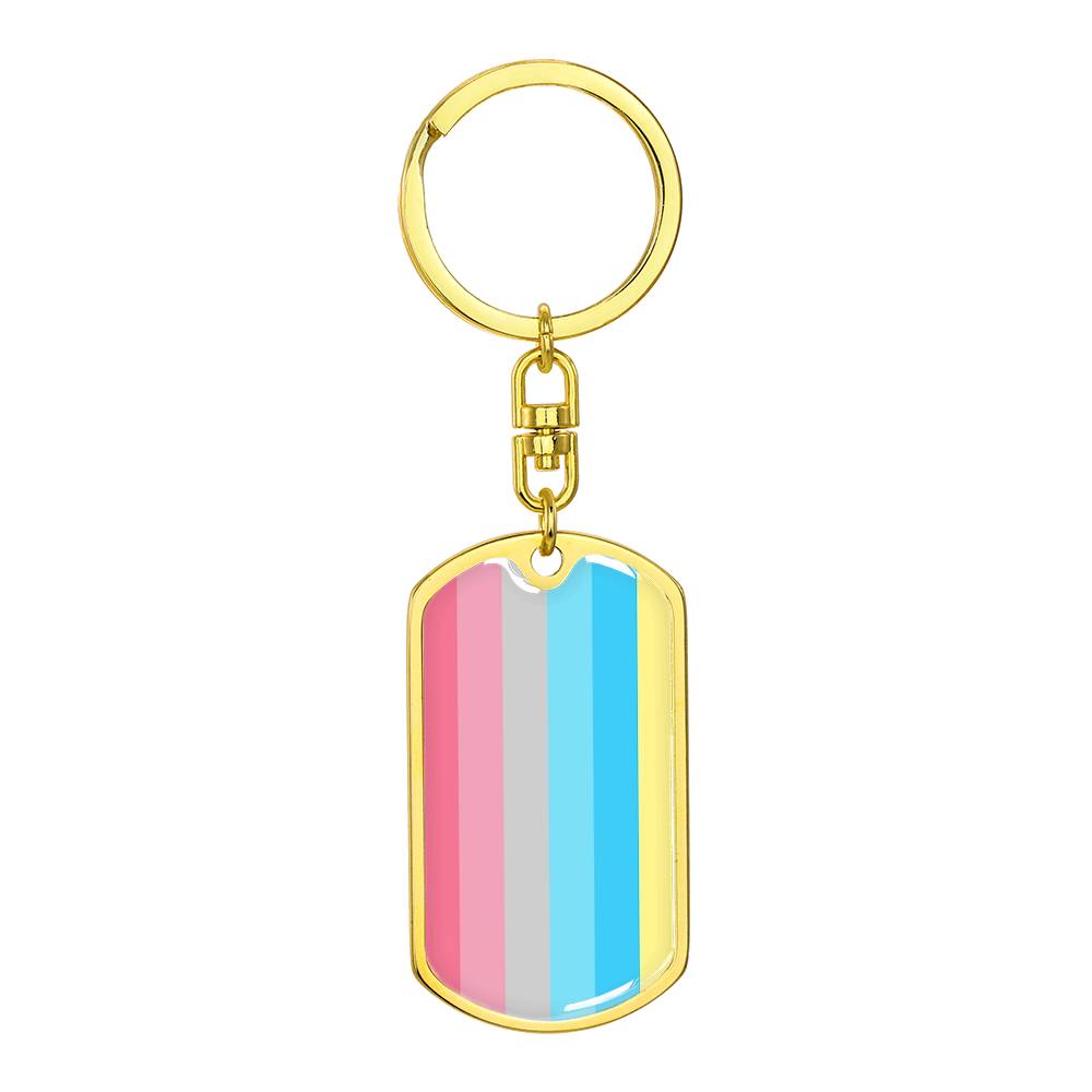 Genderflux Pride Military Dog Tag Keychain Gold Genderflux genderflux-pride-military-dog-tag-keychain-gold