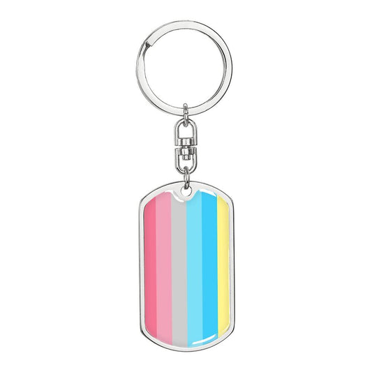 Genderflux Pride Military Dog Tag Keychain Silver Genderflux genderflux-pride-military-dog-tag-keychain-silver