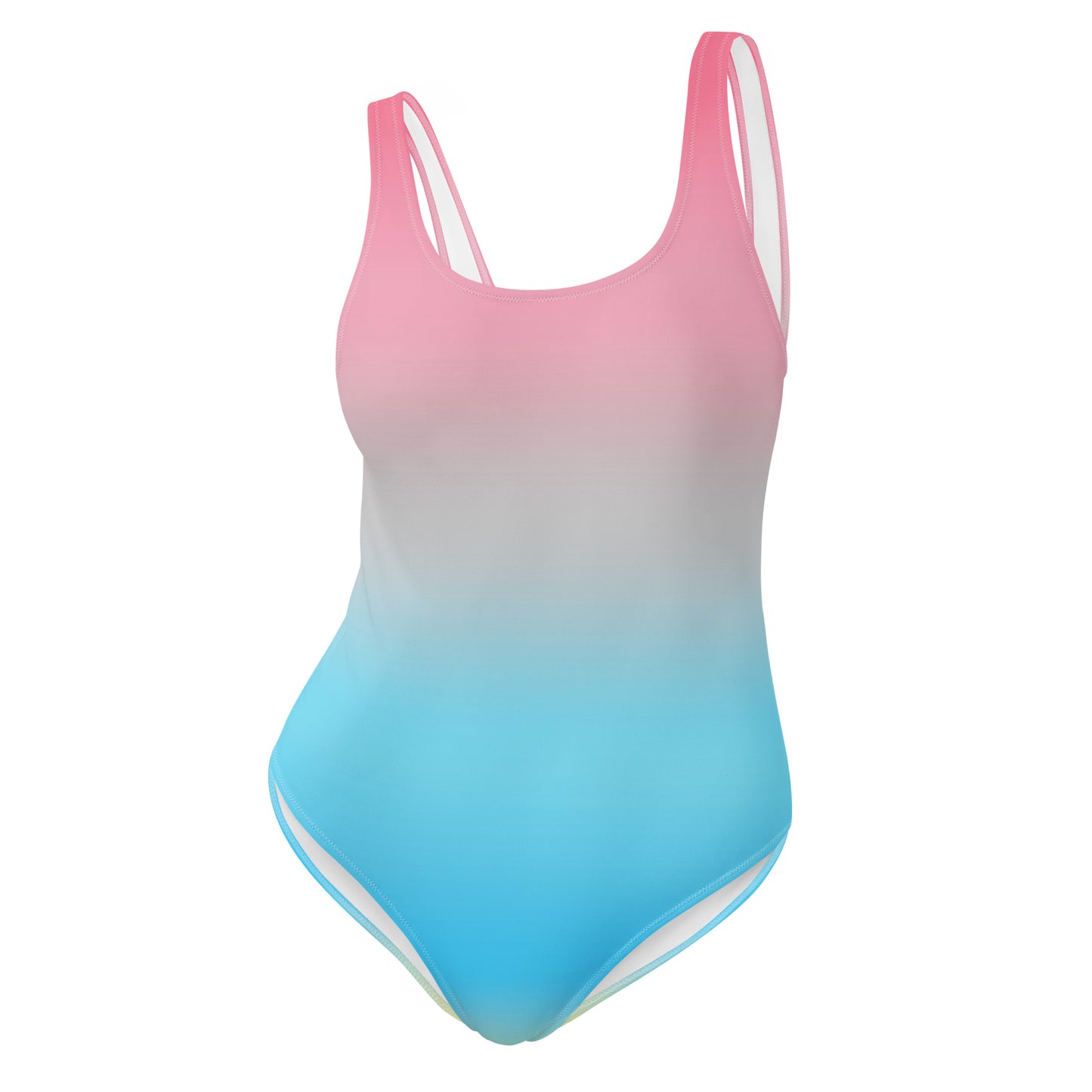 genderflux pride Gradient pink to blue swimsuit on a white background