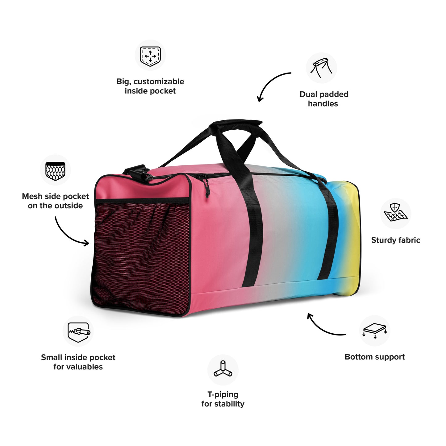 Genderflux Pride Weekender Duffel Bag in Ombre genderflux-pride-weekender-duffel-bag-in-ombre-details