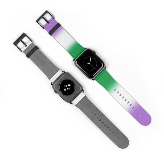 Genderqueer Pride Apple Watch Band Strap In Ombre front and back