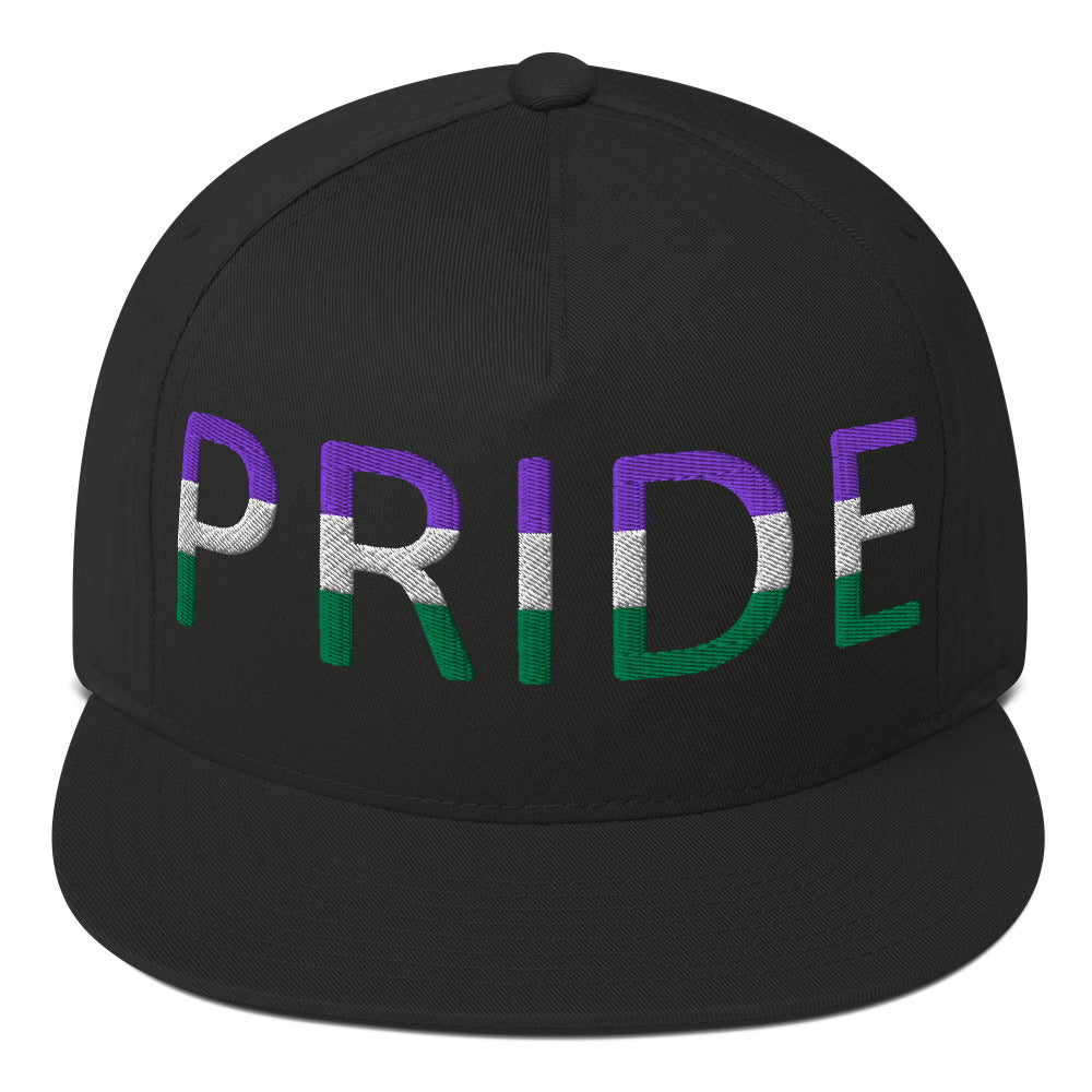 Genderqueer Pride Embroidered Snapback Baseball Cap Black Genderqueer genderqueer-pride-embroidered-snapback-baseball-cap-black-front