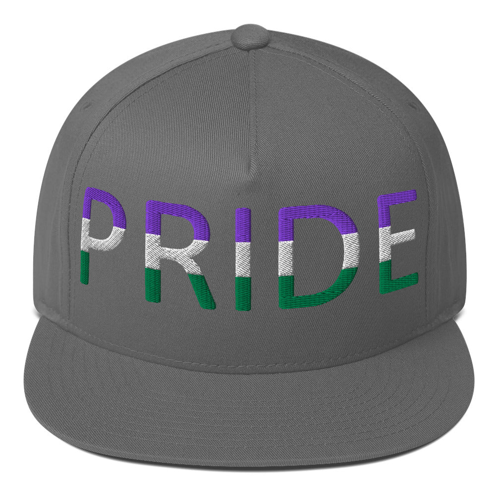 Genderqueer Pride Embroidered Snapback Baseball Cap Grey Genderqueer genderqueer-pride-embroidered-snapback-baseball-cap-grey-front