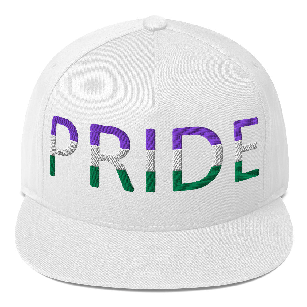 Genderqueer Pride Embroidered Snapback Baseball Cap White Genderqueer genderqueer-pride-embroidered-snapback-baseball-cap-white-front