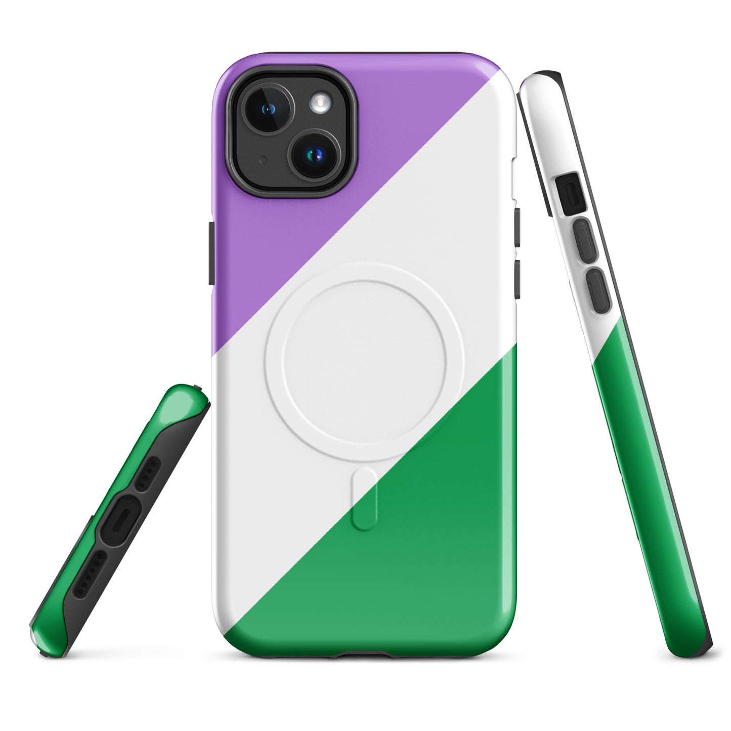 Genderqueer Pride MagSafe® Tough Phone Case for Apple iPhone® iPhone 14 Plus Genderqueer genderqueer-pride-magsafe-tough-phone-case-for-apple-iphone-14-plus-front