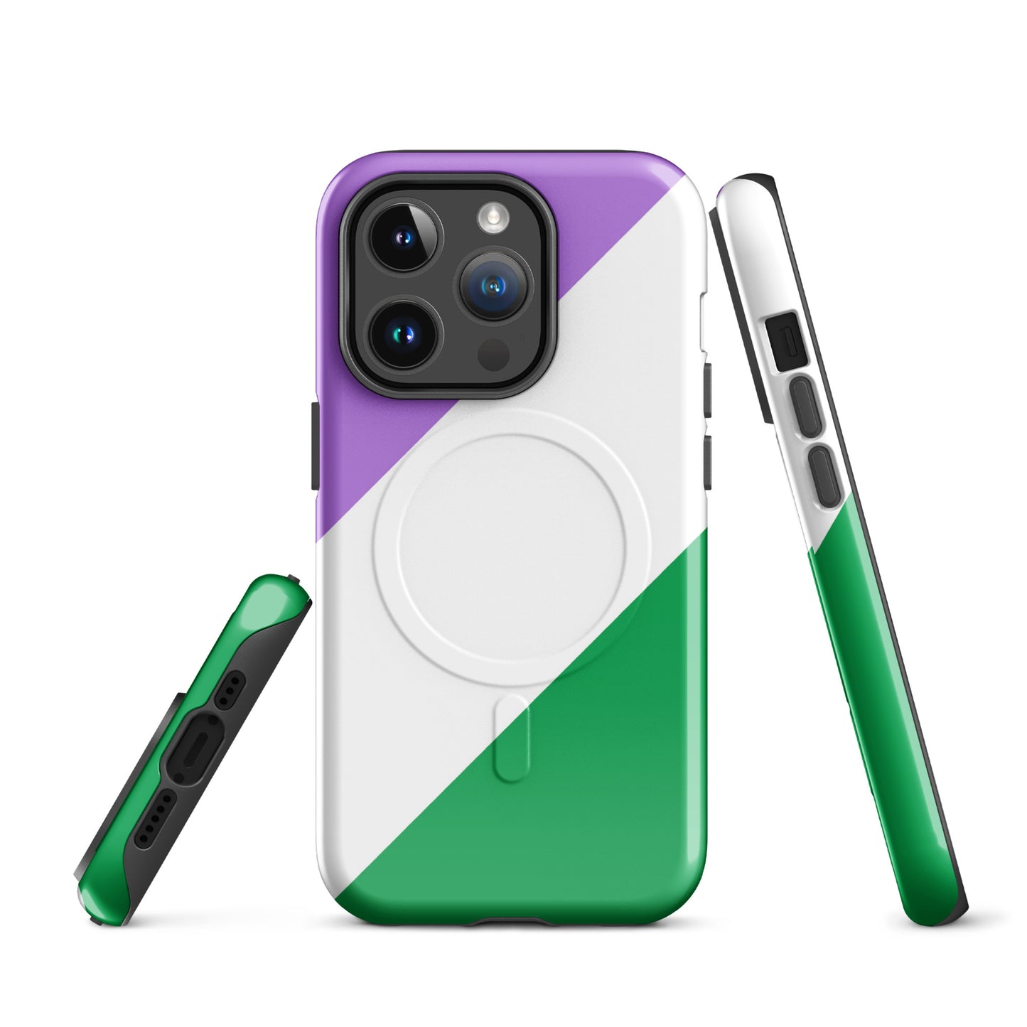 Genderqueer Pride MagSafe® Tough Phone Case for Apple iPhone® iPhone 14 Pro Genderqueer genderqueer-pride-magsafe-tough-phone-case-for-apple-iphone-14-pro-front