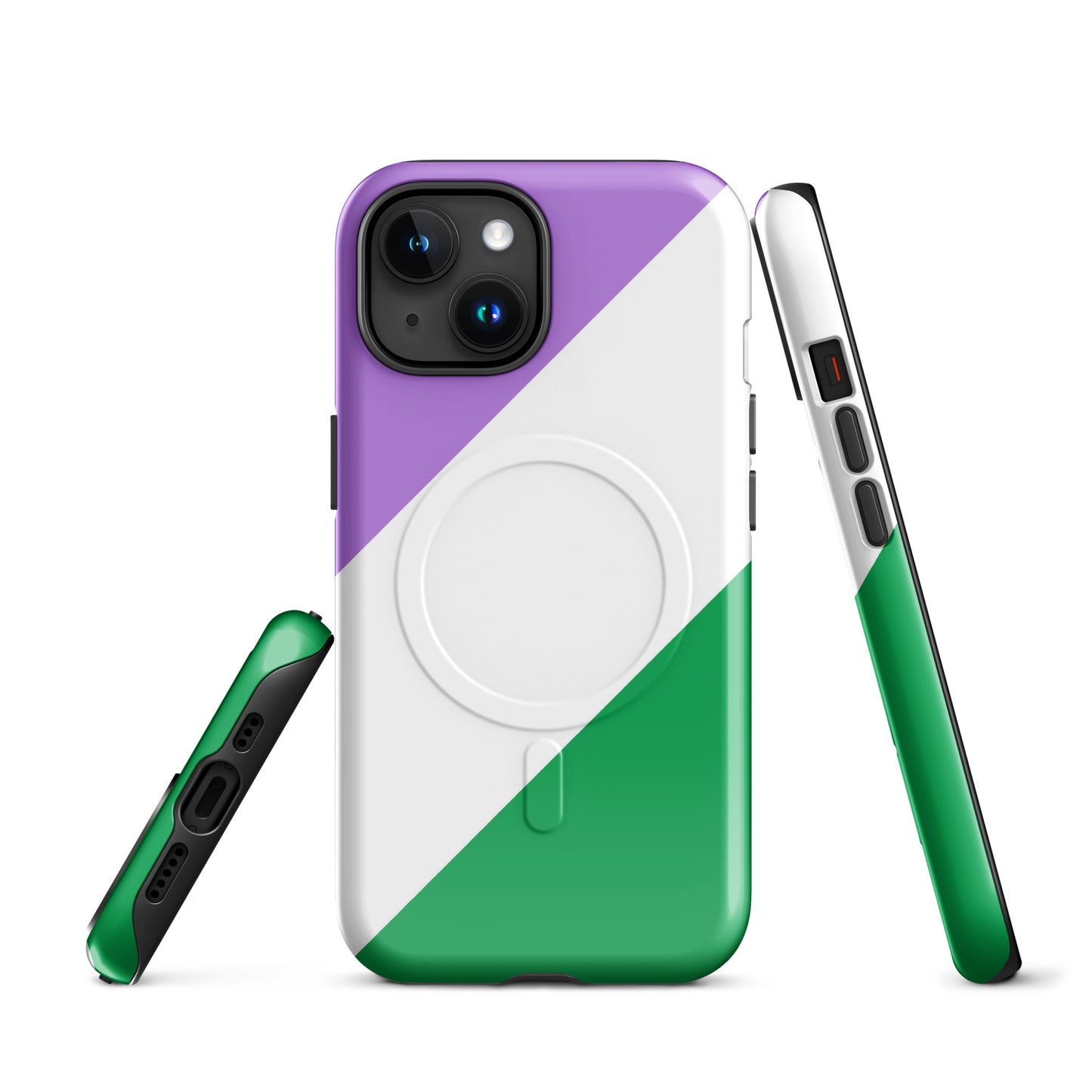 Genderqueer Pride MagSafe® Tough Phone Case for Apple iPhone® iPhone 15 Genderqueer genderqueer-pride-magsafe-tough-phone-case-for-apple-iphone-15-front