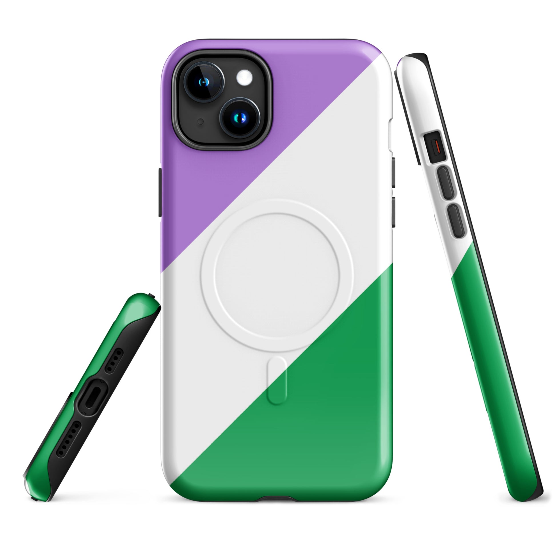 Genderqueer Pride MagSafe® Tough Phone Case for Apple iPhone® iPhone 15 Plus Genderqueer genderqueer-pride-magsafe-tough-phone-case-for-apple-iphone-15-plus-front