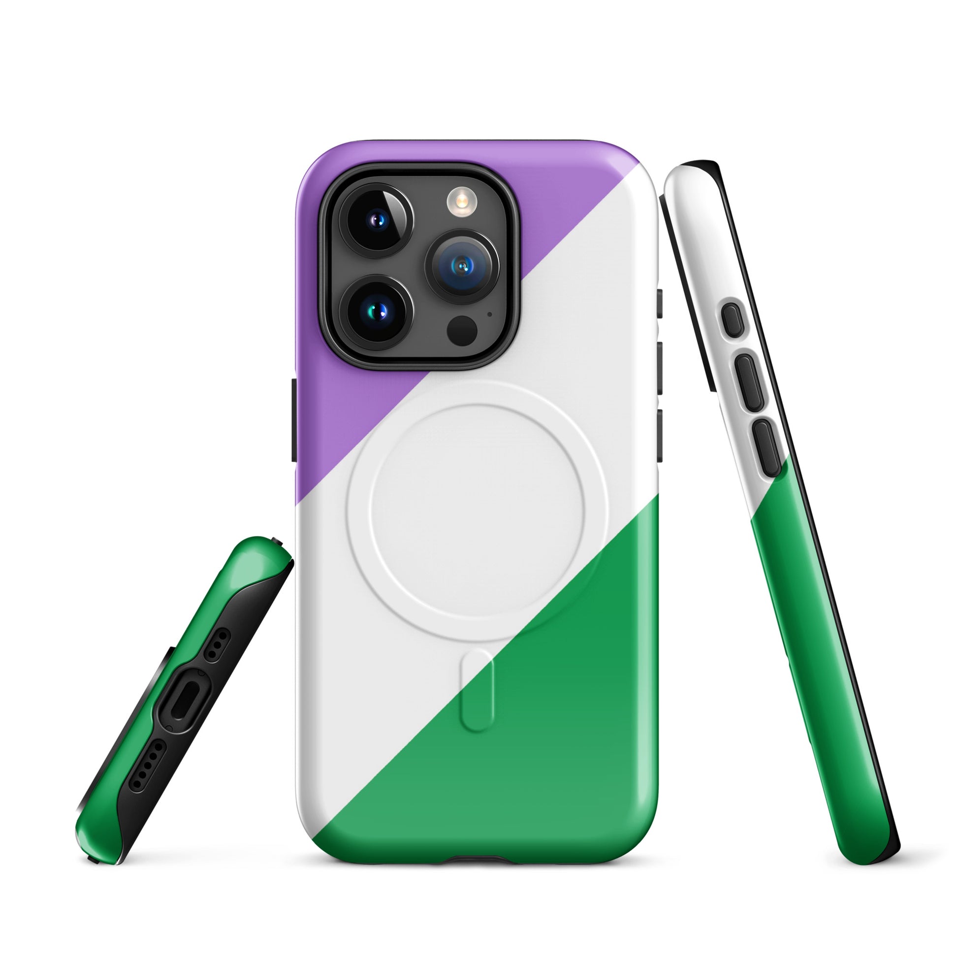 Genderqueer Pride MagSafe® Tough Phone Case for Apple iPhone® iPhone 15 Pro Genderqueer genderqueer-pride-magsafe-tough-phone-case-for-apple-iphone-15-pro-front