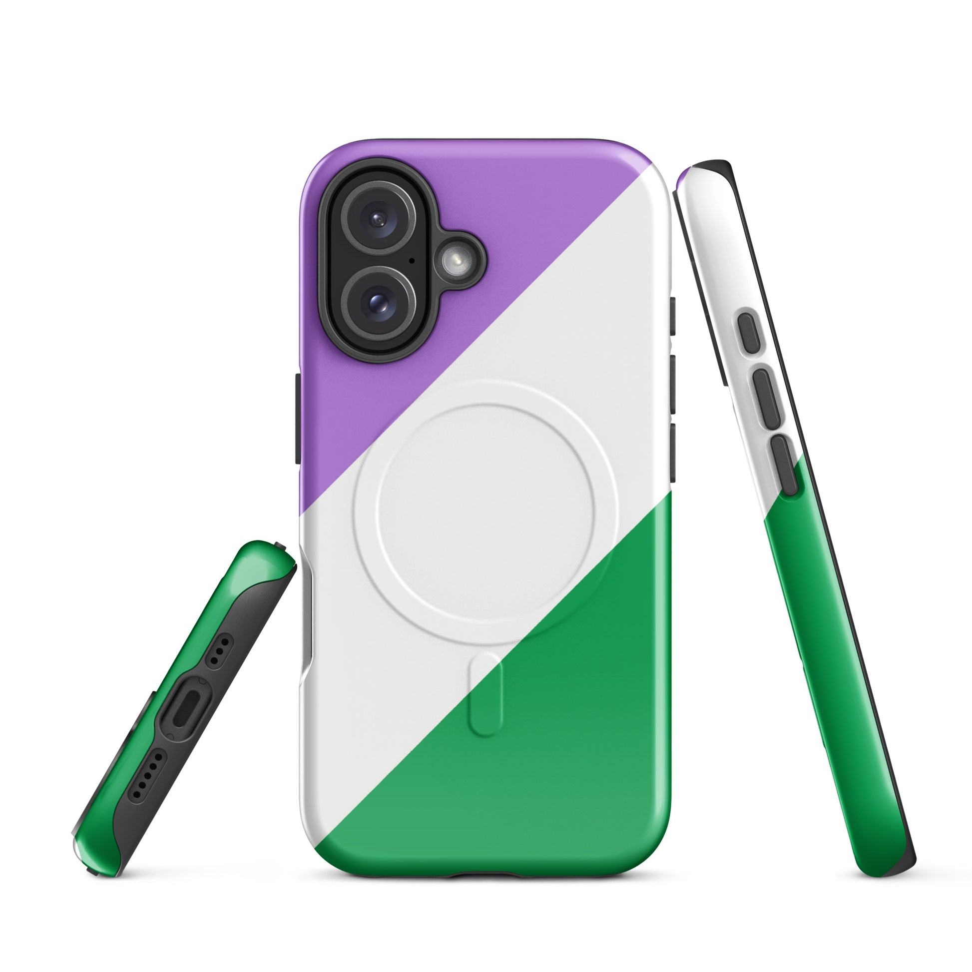 Genderqueer Pride MagSafe® Tough Phone Case for Apple iPhone® iPhone 16 Genderqueer genderqueer-pride-magsafe-tough-phone-case-for-apple-iphone-16-front