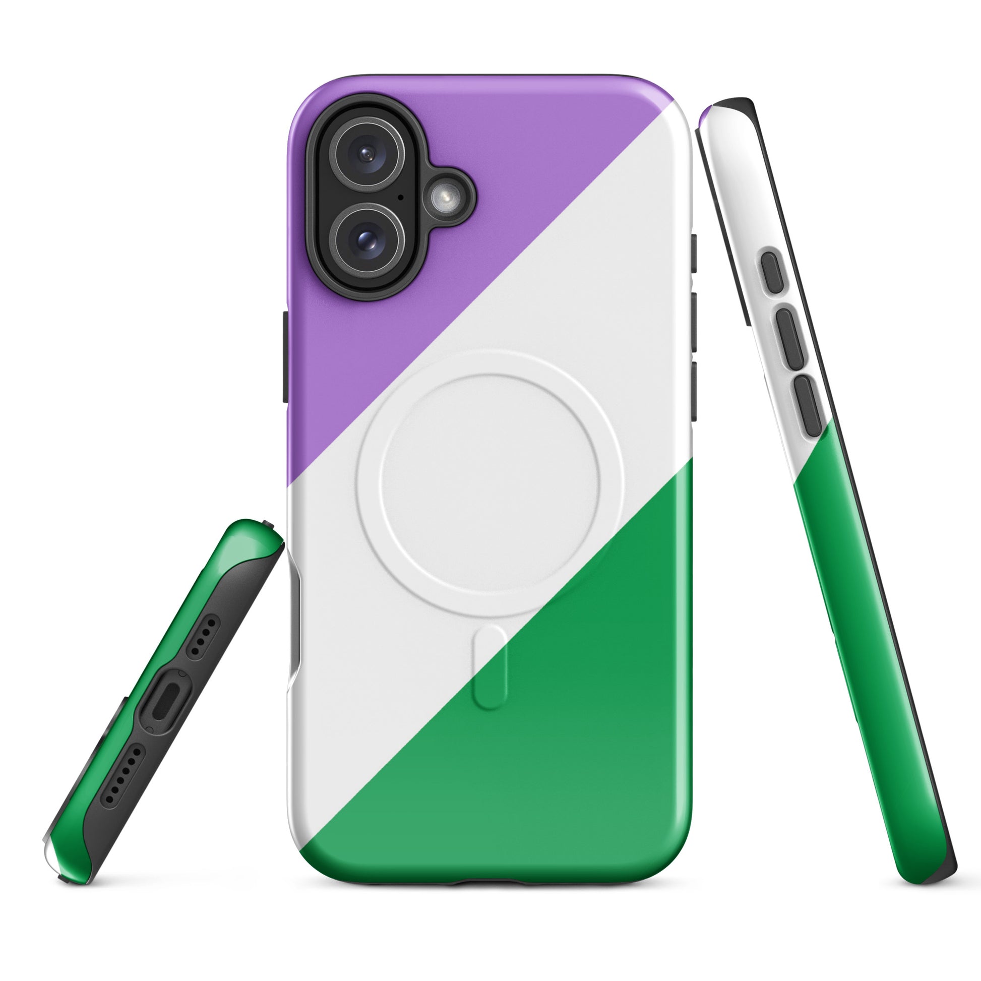 Genderqueer Pride MagSafe® Tough Phone Case for Apple iPhone® iPhone 16 Plus Genderqueer genderqueer-pride-magsafe-tough-phone-case-for-apple-iphone-16-plus-front