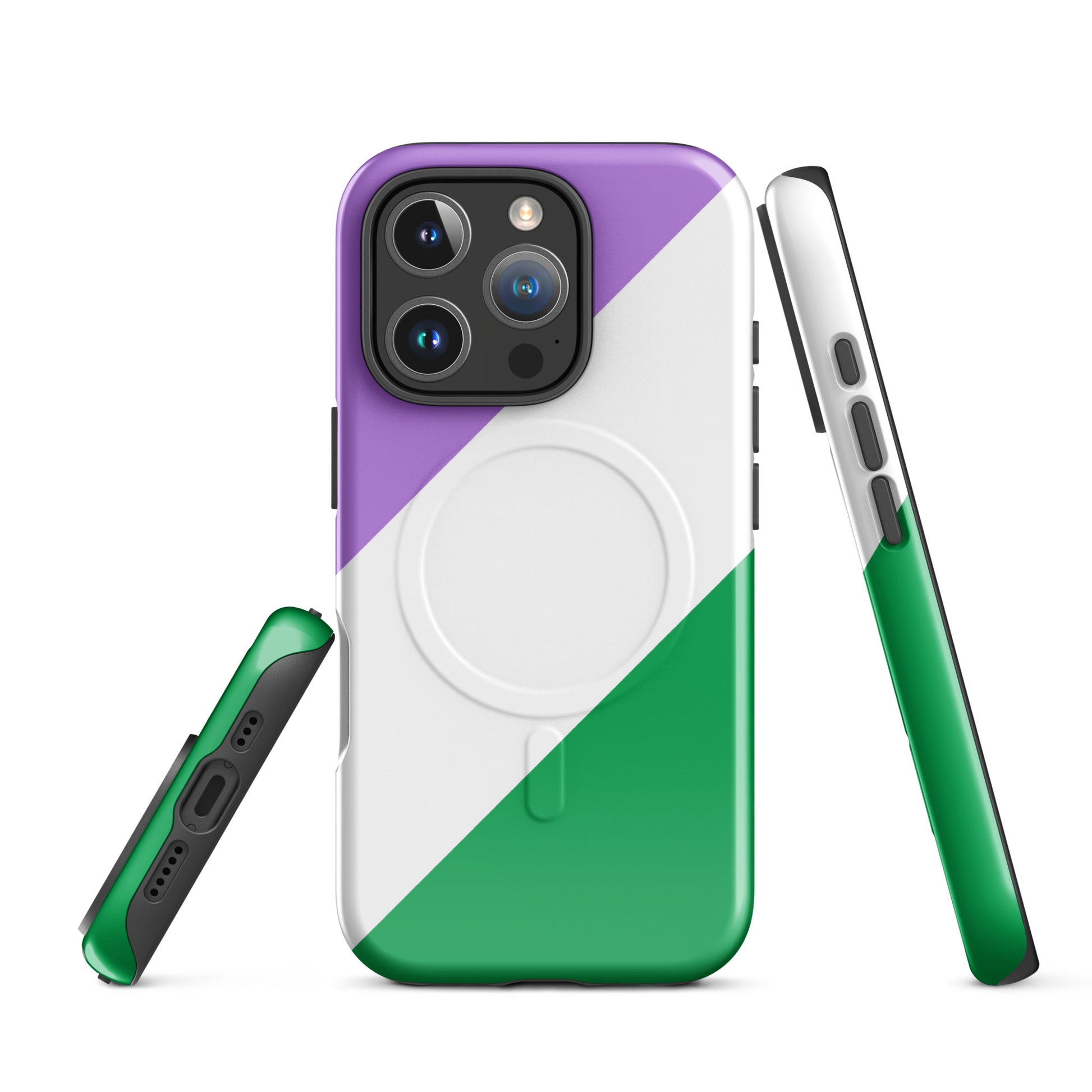 Genderqueer Pride MagSafe® Tough Phone Case for Apple iPhone® iPhone 16 Pro Genderqueer genderqueer-pride-magsafe-tough-phone-case-for-apple-iphone-16-pro-front