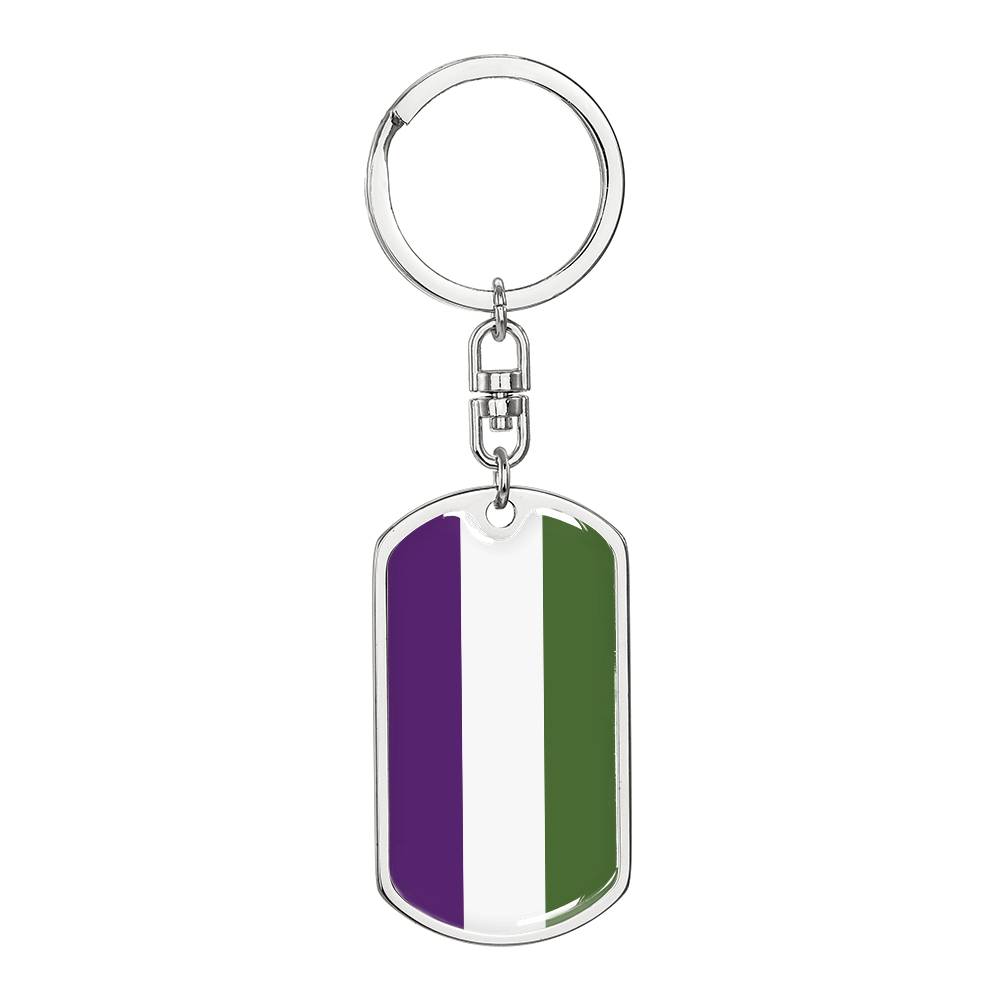 Genderqueer Pride Military Dog Tag Keychain Silver Genderqueer genderqueer-pride-military-dog-tag-keychain-silver