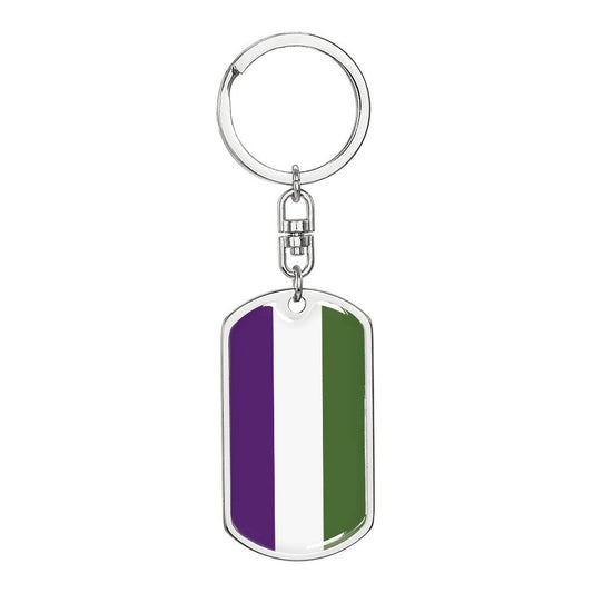 Genderqueer Pride Military Dog Tag Keychain Silver Genderqueer genderqueer-pride-military-dog-tag-keychain-silver