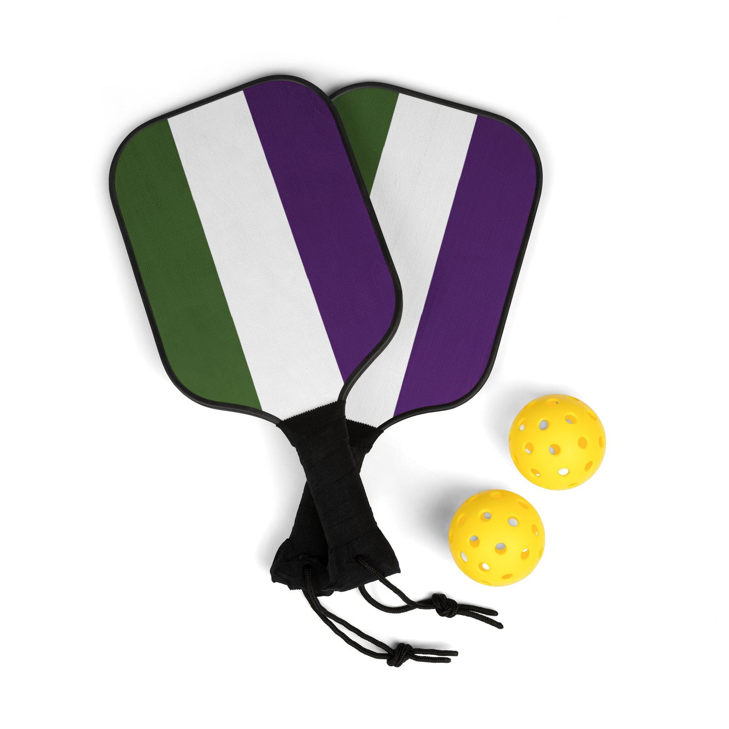 Genderqueer Pride Pickleball Paddle Set with Balls 7.5'' × 15.5'' Genderqueer genderqueer-pride-pickleball-paddle-set-with-balls-front