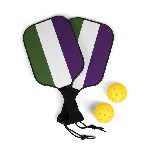 Genderqueer Pride Pickleball Paddle Set with Balls 7.5'' × 15.5'' Genderqueer genderqueer-pride-pickleball-paddle-set-with-balls-front