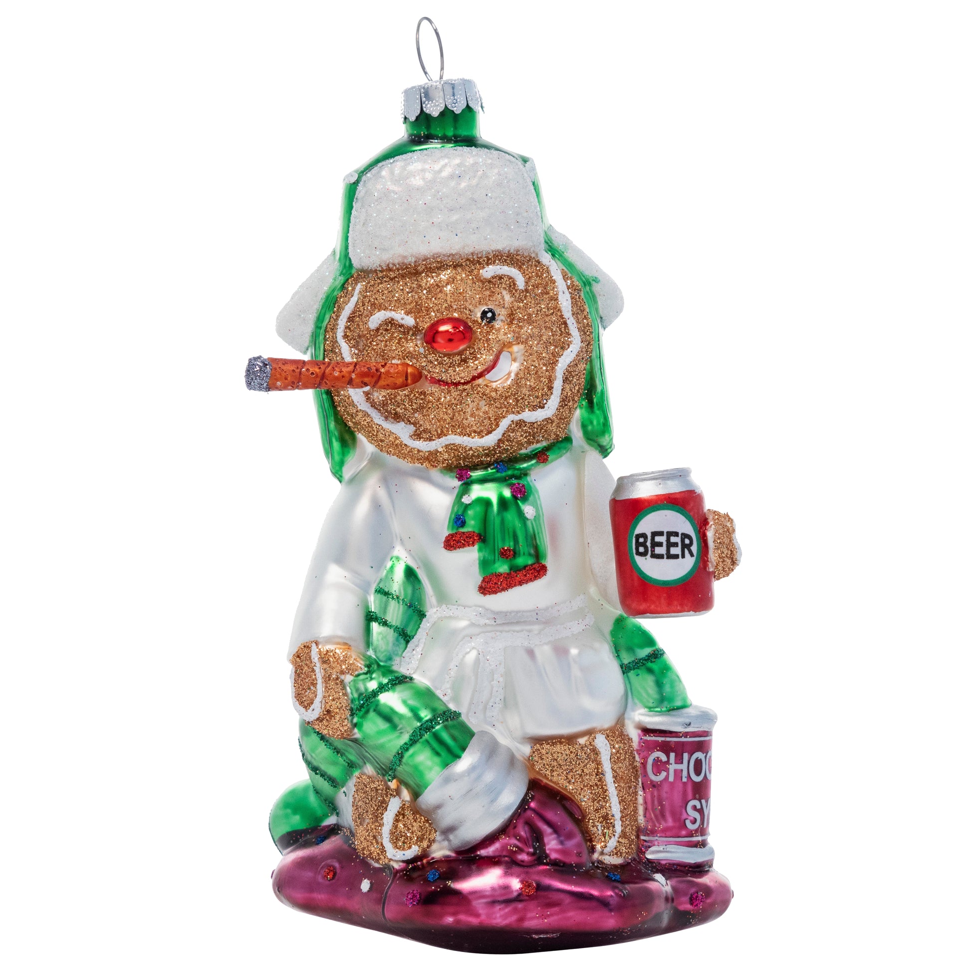 Gingerbread Cousin Eddie – Hand-Blown Glass Holiday Ornament gingerbread-cousin-eddie-hand-blown-glass-holiday-christmeas-ornament-front