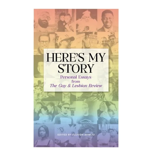 Book cover of 'Here's My Story' with a collage of people and colorful gradient background.