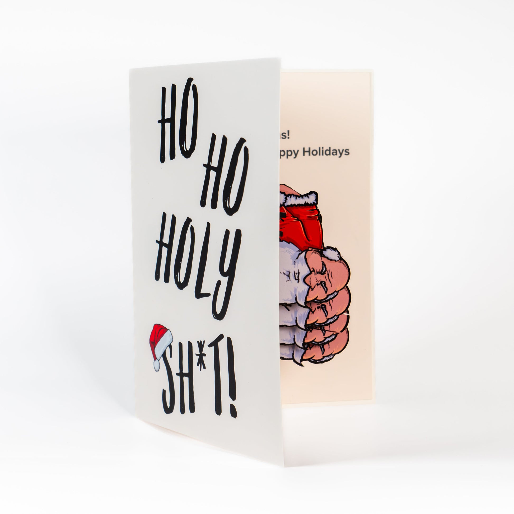Ho Ho Holy Shit - Holiday Card - Pop Up ho-ho-holy-shit-holiday-christmas-card-pop-up-printed-open