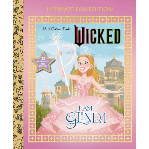 Book cover of 'Wicked: I Am Glinda' with a character in a pink dress holding a wand.