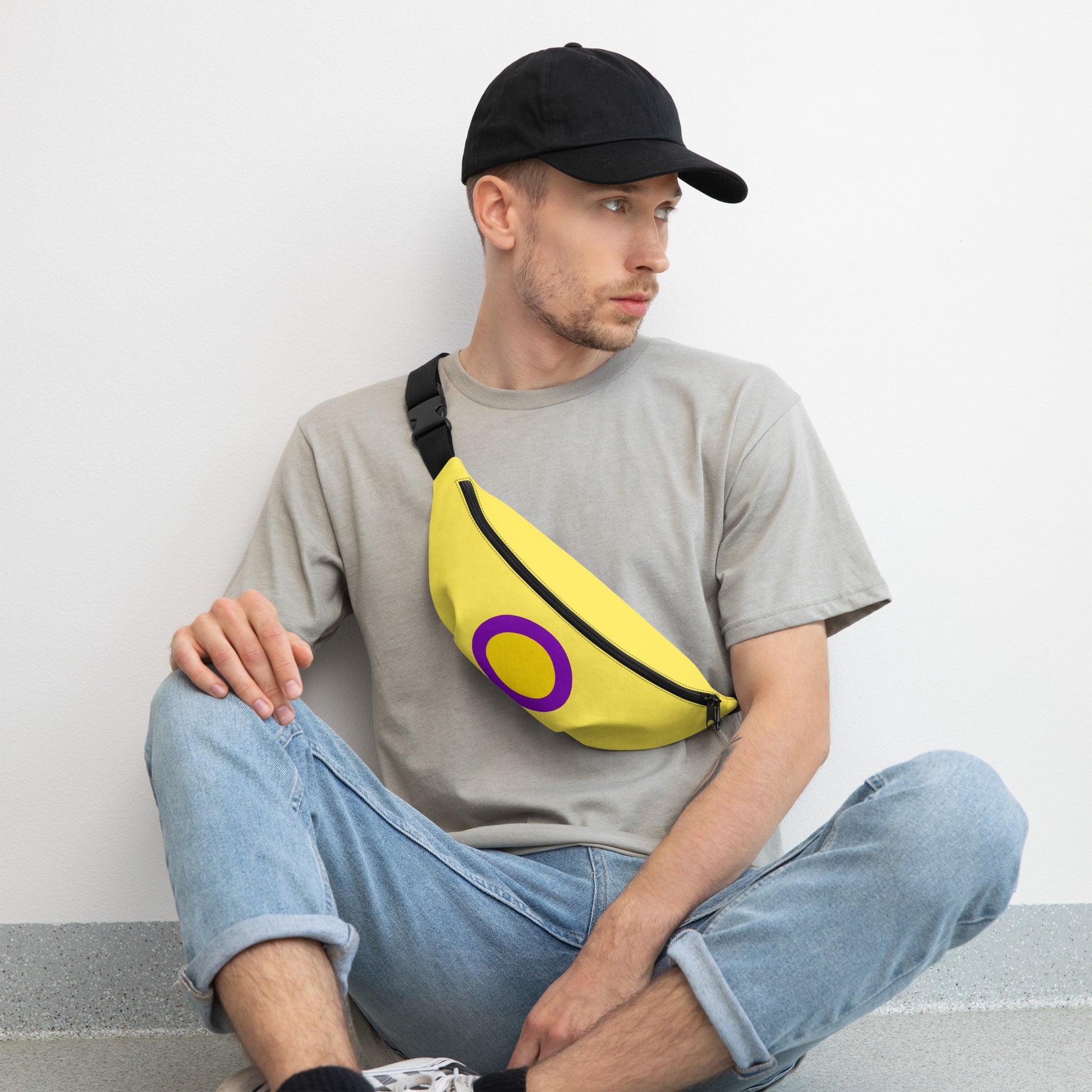 Intersex Pride Crossbody Fanny Pack - Circle intersex-pride-crossbody-fanny-pack-circle-lifestyle